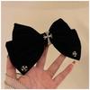 Serie de Horquillas de Terciopelo Negro con Cruz ~ Pinza Grande Oversize Lazo Estilo Chanel Pequeño Moda Oscura Accesorios para el Cabello Cool para Mujer