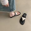 Chanclas Estilo Tweed para Mujer Verano Ropa Exterior Nuevo Estilo Coreano Chanclas de Hada Suaves de Suela Plana Zapatos de Playa