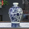 Jingdezhen 1kg 3kg 2.5kg botella de vino de cerámica azul y blanco, botella de vino vacía, jarra de vino para el hogar, tarro de vino sellado