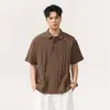 Camisa Polo de Alto Nivel para Hombre, Sensación Nebulosa, Ligera, Seda de Hielo, Fresca al Tacto, Hecha de Lyocell Tencel, Corte Holgado, Camiseta de Manga Corta de Verano con Cuello de Solapa