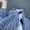 Camisa de Manga Larga a Cuadros Azules con Rayas 2025 Nueva Llegada Camisa de Primavera y Otoño para Hombres Bajos Chaqueta Retro Francesa