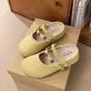 Sandálias de linho trançado de corte baixo para mulheres, novos tamancos fechados com fivela vintage para o outono de 2026, sapatos Birkenstock de sola grossa