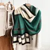 Bufanda jacquard de doble cara estilo japonés y coreano con pequeñas flores, imitación cachemir, versátil para otoño e invierno, chal cálido para mujer