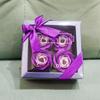 Caixa de Presente com 4 Flores de Sabão de Rosa Artificiais, Presente Prático para Festival, Lembrancinha de Casamento, Brinde para Evento Promocional