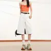 Jeans Anchos de Estructura Naranja Infantil # Blanco con Múltiples Bolsillos para Mujer, Corte Holgado, Adelgazantes, Favorecedores, Modernos, Versátiles, Pantalones de Pierna Recta, Tendencia.