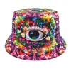 Sombrero de Pescador Creativo con Patrón de Ojos Europeo y Americano para Hombre, Nuevo Sombrero de Sol de Verano con Estampado, Sombrero de Sol, Sombrero Cubeta, Sombrero de Estudiante para Mujer