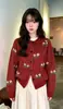 Suéter cardigan versátil de nicho, estilo coreano, outono e inverno, novo, floral vintage, caimento solto, jaqueta de tricô solta e que emagrece
