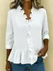 2026 Amazon Wish Site Independente Ebay Primavera e Verão Nova Camisa Feminina de Manga Longa com Babados Estilo Europeu e Americano