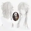 La quinta personalidad vigilante nocturno cos peluca plateada blanca seis giros cabeza juvenil juego cos peluca anime peluca