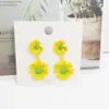 Pendientes largos con diseño de margaritas pequeñas, frescos y bonitos, de plata S925, con diseño de flores de colores Mori, pendientes tipo botón, joyería para mujer