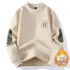 Suéter de Forro Polar para Hombre Primavera y Otoño Top Forro Polar de Doble Cara Marca de Moda Combinable con Todo Forrado de Forro Polar Engrosado Camiseta Base de Manga Larga
