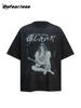 Camiseta de manga corta con cuello redondo y estampado retro de dibujos animados de estilo americano para hombre y mujer, estilo vintage holgado de marca de moda de verano para parejas.