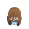 Gorro de Lana de Punto Estilo Coreano Ins con Letras para Niños y Niñas, Gorro de Invierno Cálido para Bebé