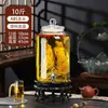 Garrafa de vidro para infusão recipiente doméstico selado pote para vinho medicinal de ginseng tonel de vinho pote para vinho branco com torneira garrafa de vinho especial