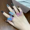 Nuevo Anillo de Mariposa Transparente de Cristal Lindo de Moda para Celebridades de Internet, Anillo Accesorios para Fotos Atmosféricos, Estilo Ins