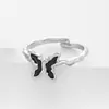 Anillo de Dedo Ajustable Original de Alta Calidad Azul Glaciar Gota de Hu Mariposa Personalidad de Nicho Moda Versátil Joyería