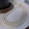 Colar de Prata 925 Pérola Shijia Redonda Branco Quente Luxo Acessível Nicho Francês Retrô Uso Único Empilhável Clavícula Feminino