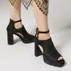 Sandalias de Boca de Pescado Tacones Altos 2025 Nueva Moda para el Trabajo Suela Gruesa Sandalias de Tacón Grueso Tallas Grandes 40-47 Zapatos de Exportación