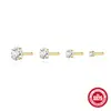Nuevo Estilo Plata de Ley 925 Piercing Clásico Stud Individual de Diamante Cuatro Garras Anillo para Nariz, Popular en Europa y América, Piercing Corporal Personalizado Stud para Oreja