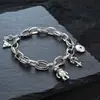 Pingente de coração urso grafite pulseira retrô personalidade acessórios explosivos transfronteiriços joias de nicho ins temperamento atacado