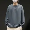 Moletom masculino de outono e inverno, solto e grosso, sem zíper, gola redonda, camiseta de manga comprida, tamanho grande, moderno e versátil