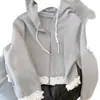 Chaqueta Cardigan con Cremallera Elegante para Niñas Mayores, Nuevo Top Casual de Color Sólido con Adorno de Encaje para Primavera y Otoño