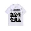 Camiseta de manga larga con estampado retro de chorro directo de estilo americano de hip hop de calle principal para hombre, camiseta informal lavada de marca de moda urbana para todo tipo de ocasiones.