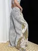 Pantalones casuales rectos estampados de diseño de alta calle americana 2026 para mujer, nuevo estilo de verano, pantalones curvos adelgazantes para personas altas