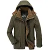 Abrigo de algodón de invierno 13029 para hombre, largo medio, forro polar grueso, para personas de mediana edad y mayores, abrigo de algodón de gran tamaño con múltiples bolsillos para personas mayores.