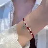 Pulsera de Hilo Rojo para Mujer, Lujo Ligero, Sensación de Alta Gama, Joyería al por Mayor, Estilo Pulsera Tejida para Pareja