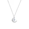 Collar de Plata S925 Estrella y Luna Brillan Juntas para Mujer, Diseño de Nicho, Lujo Ligero, Sensación de Alta Gama, Cadena para Clavícula de Estrella y Luna Venta al por Mayor