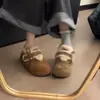Zapatos casuales tipo Birkenstock de suela gruesa con forro de felpa, cierre de velcro y diseño de lazo, perfectos para el invierno 2026, versátiles y cómodos para usar al aire libre, zapatos de algodón para mujer para abrigarse