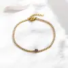 Estilo Popular de Celebridad de Internet Pulsera de Diamantes de una Sola Fila Pulsera de Zirconia Redonda de Acero de Titanio Versátil para Mujer Pulsera de Zirconia de Alta Gama