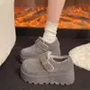 Sapatos Birkenstock de Lã com Solado Grosso Sapatos de Algodão Quentes com Forro de Lã Outono e Inverno 2025 Sapatos Casuais que Aumentam a Altura Sapatos de Algodão Modernos