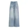 Jeans Cargo de Pierna Ancha con Múltiples Bolsillos Diseño Lavado Naranja Joven para Mujer Sueltos Adelgazantes Modernos Versátiles Pantalones de Longitud Completa