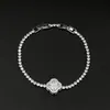 Nova Pulseira de Zircônia Micro-Pavimentada com Diamantes Redondos de Trevo de Quatro Folhas, Corrente Tennis, Design de Nicho