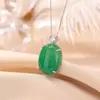 Pingente de Prata de Lei S925 Yiluyin com Calcedônia Verde, Simples e Elegante com um Toque de Luxo, Pingente de Prata de Design Único