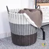 Cesta de Lavandería Tejida de Plástico, Cesta de Almacenamiento, Cesta de Juguetes, Cesta para Ropa Sucia, Cesta de Lavandería para el Hogar, Cesta Tejida tipo Ratán
