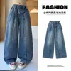 Jeans curvos de ajuste holgado estilo retro americano para niñas, nuevo modelo primavera y otoño 2026, pantalones al por mayor transfronterizos para niños mayores