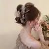 Pinza Pinza de Pelo de Malla Súper Hada con Lazo para Mujeres 2025 Nuevo Flor Rosa Pin de Tiburón en la Parte Posterior de la Cabeza con Tocado para Volumen de Cabello Grande