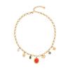 [Ice Meng] collar de piedra ojo de gato amor cadena de clavícula de acero inoxidable collar de ojo de personalidad europeo y americano N124