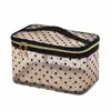 Bolsa de Maquillaje de Malla con Flocado de Amor Estilo Ins 2022, Bolsa de Almacenamiento de Malla Portátil, Neceser Transparente de Viaje