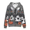 Abrigo de Otoño e Invierno para Hombre Estación Independiente de Amazon Sudadera con Capucha y Cremallera de Moda con Personalidad de Fantasma de Halloween