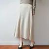 Falda de Punto de Lana Pura Otoño Invierno 2026 para Mujer Color Sólido Tejido de Trenzas Suelta Cintura Alta Falda Midi Línea A