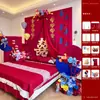 Decoración y Arreglo de Habitación de Boda, Cortinas de Estilo Chino Nuevo, Decoraciones de Cabecera Temáticas de Boda, Pared de Fondo de Cabecera de Dormitorio de Boda