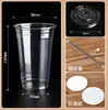 Copos descartáveis de plástico PET com tampa, diâmetro de 98 mm, adequados para bebidas geladas, iogurte, smoothies, Americano, chá com leite e sucos de frutas