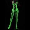 Fábrica em estoque macacão verde luminoso macacão comprimento de tubo fluorescente meias de corpo inteiro meias de rede para boate plus size meias luminosas