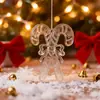 Decoración Navideña Muletas de Cristal de Doble Cabeza Decoración para Árbol de Navidad Adornos Colgantes con Reno Navideño Decoración de Papá Noel