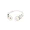 Anillo de Nudo Abierto Doble Perla de Alta Gama Estilo Europeo y Americano con Diamantes, Tamaño Ajustable, Anillo para Dedo Índice para Mujer