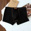 Ropa interior para hombre de color sólido con textura de seda de hielo, Boxer transpirable fresco de cintura media para verano